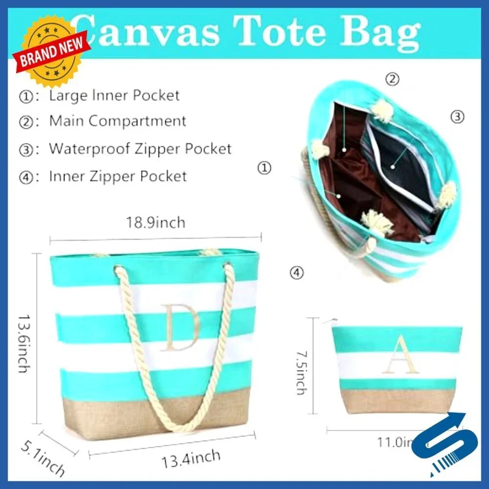 Canvas Travel Tote Waterproof Beach Bag Large Capacity Multifunctional Gifts
